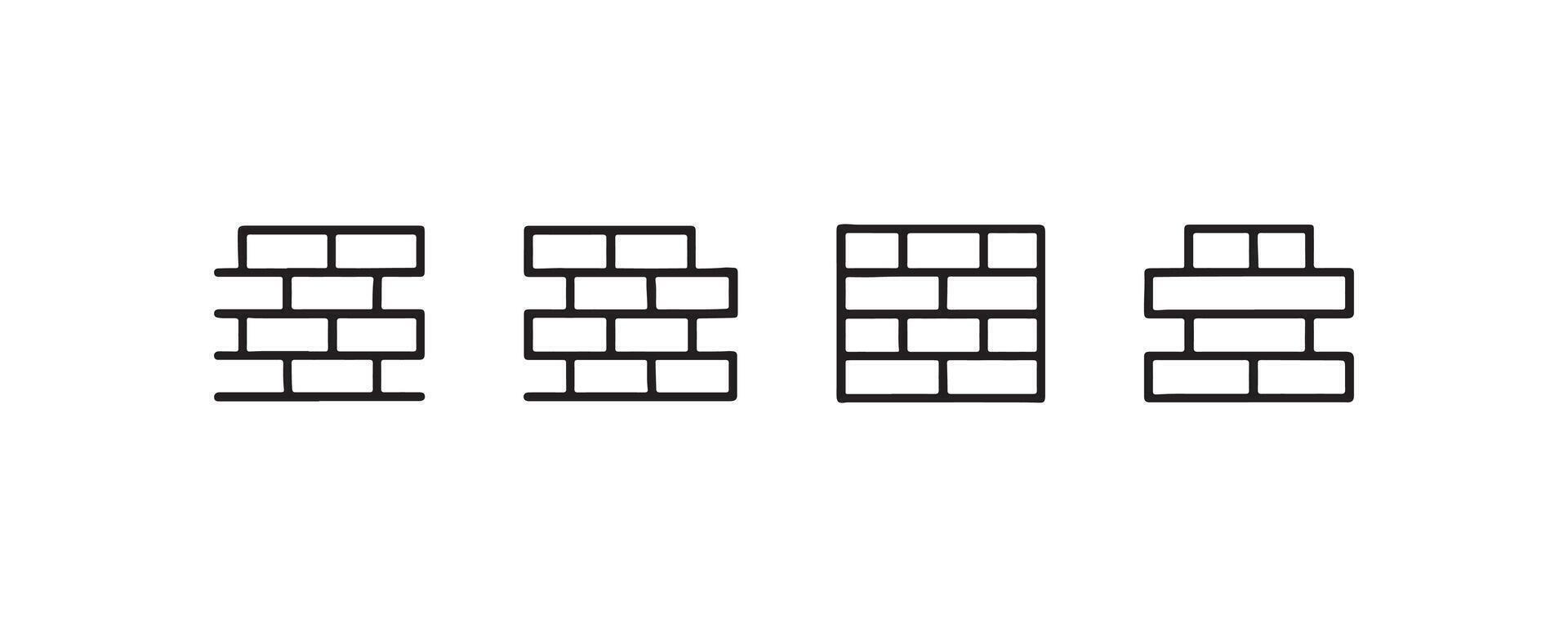 Brick wall icons in different layouts vector