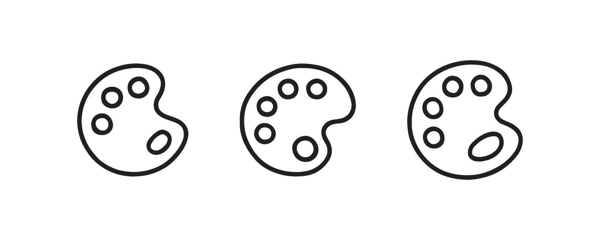 Paint palette icon set in outline style vector