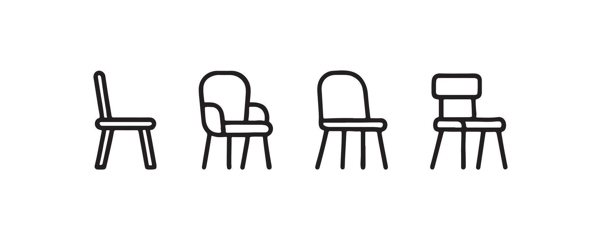 Chair icon set with various modern styles vector