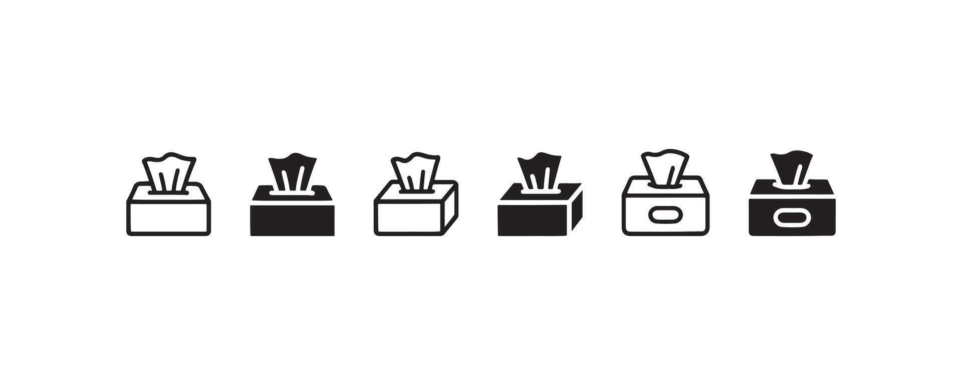 Tissue box icon set in black style vector
