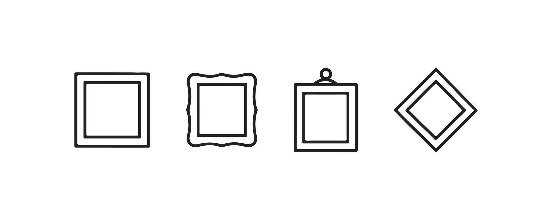 Outline icon set of picture frames vector