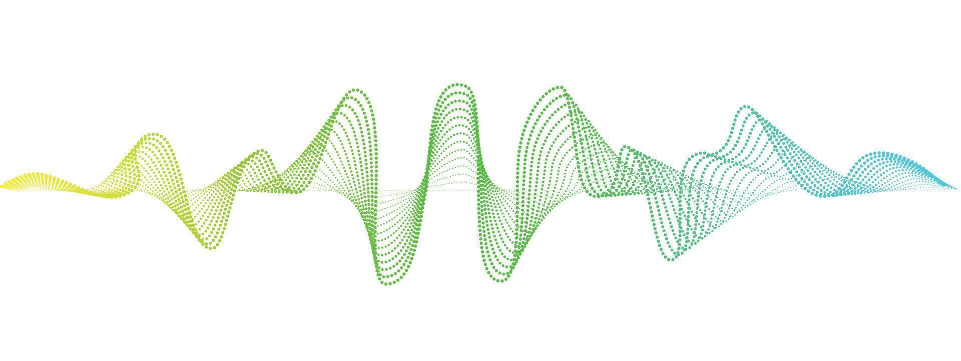 Abstract wavy dotted lines of the sound wave. Dynamic pulsating wave. Musical neon concept, symbols of the frequency of digital music. vector