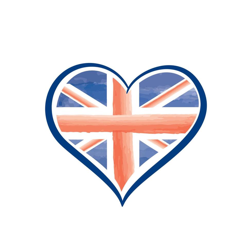 UK flag vintage. Great Britain national british flag and love heart. British Union Jack vector