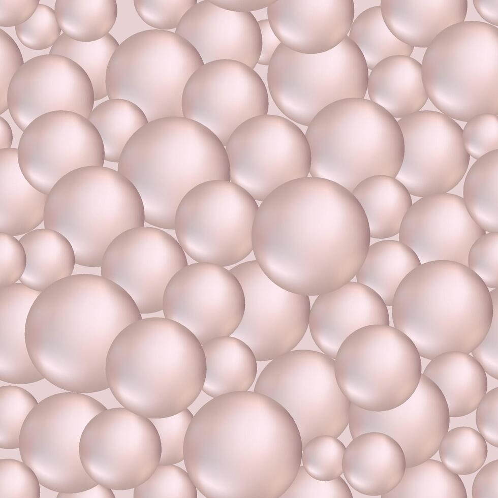 Soap bubbles seamless pattern. Pinkpearl shape chaotic flow. Ball gentle background. vector