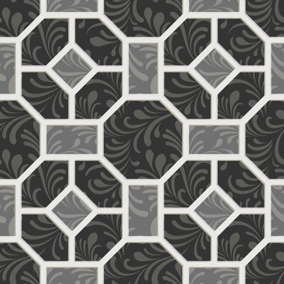 Abstract arabesque seamless pattern. Artistic line geometric shapes. Linear floral ornamental texture in asian arab style vector
