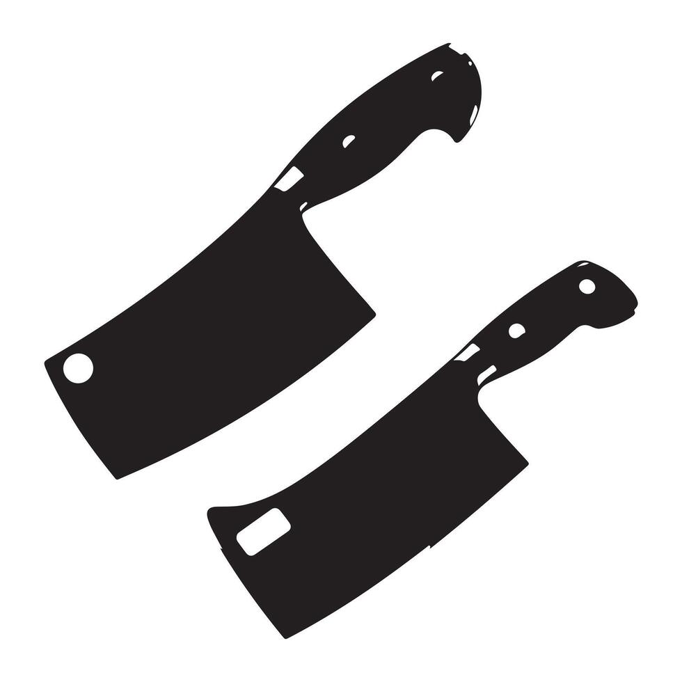 Black Meat Cleaver Silhouette Isolated on White Background vector