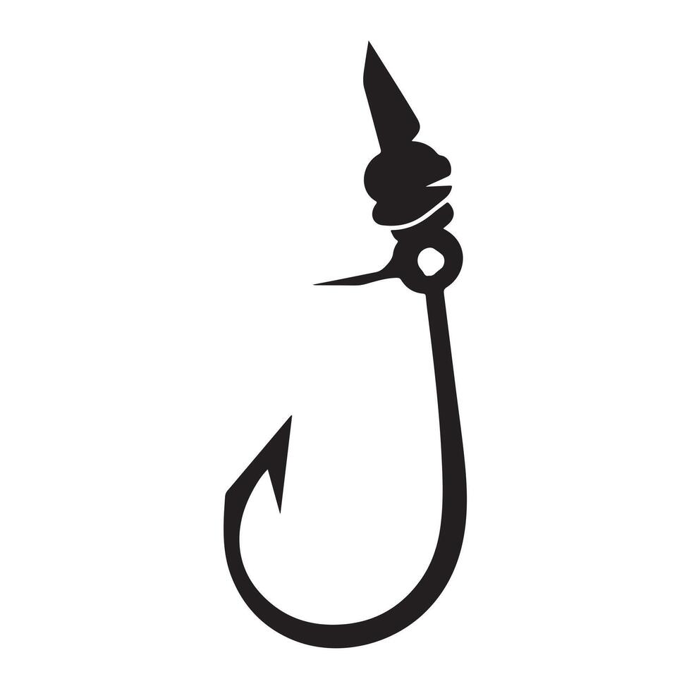 Silhouette of Fishing Hook on White vector