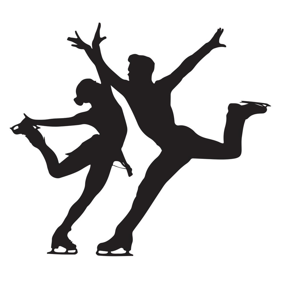 Figure Skating Pose Silhouette Isolated on White vector