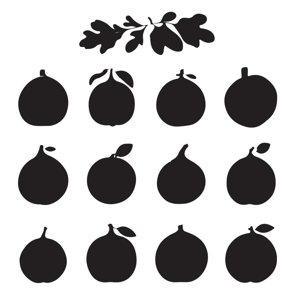 Silhouette of Fig Fruit Collection vector