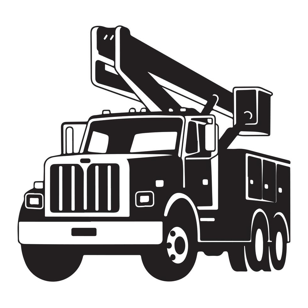 Bucket Lift Truck Silhouette Illustration vector
