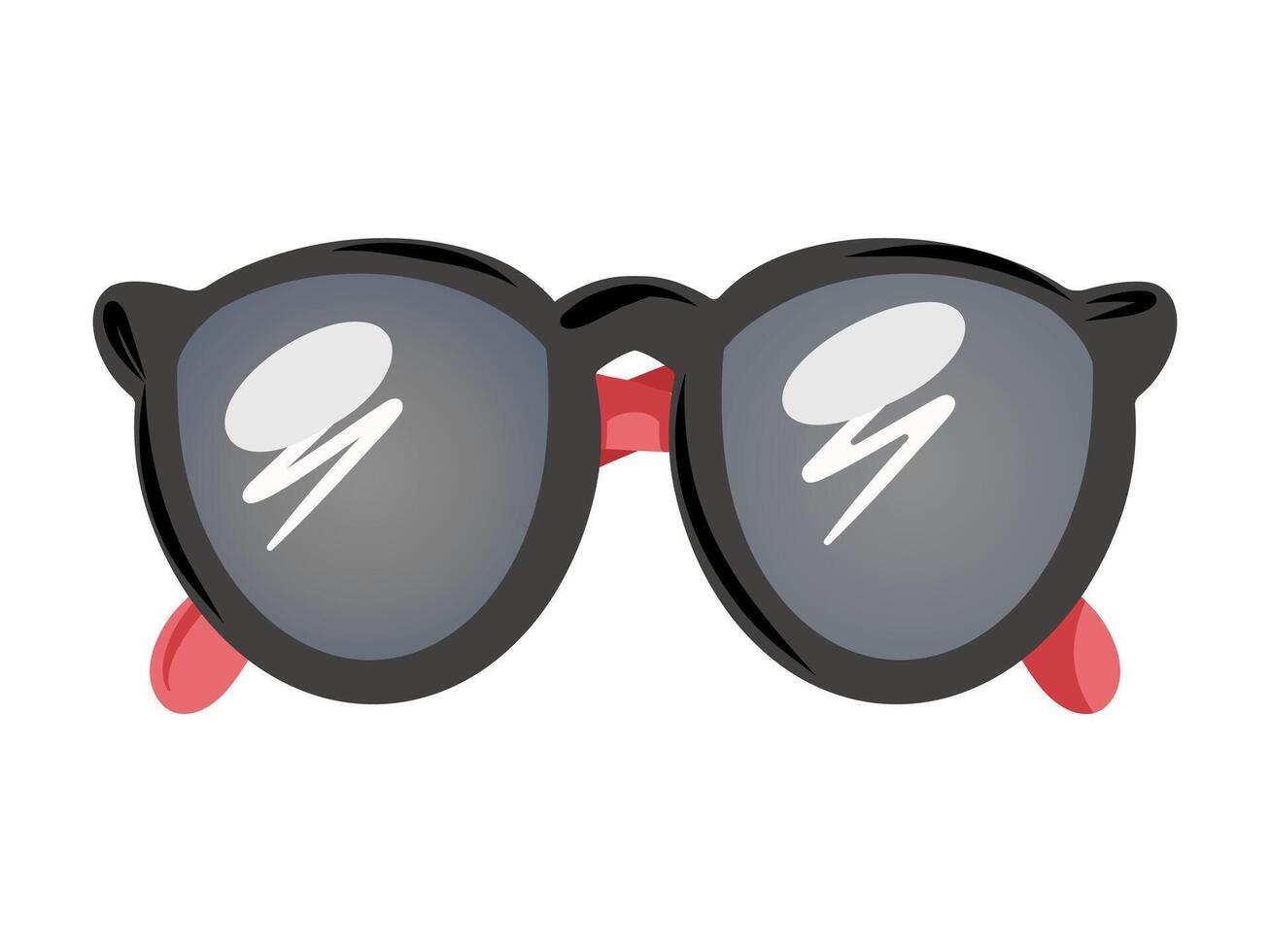illustration of black sunglasses with red arms fashionable summer eyewear accessory with reflective lenses vector