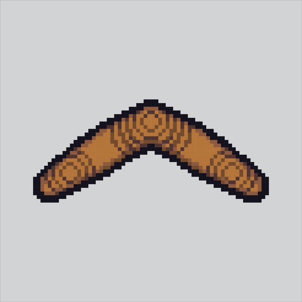 Pixel art Primitive Caveman Boomerang Weapon icon Illustration for game design vector