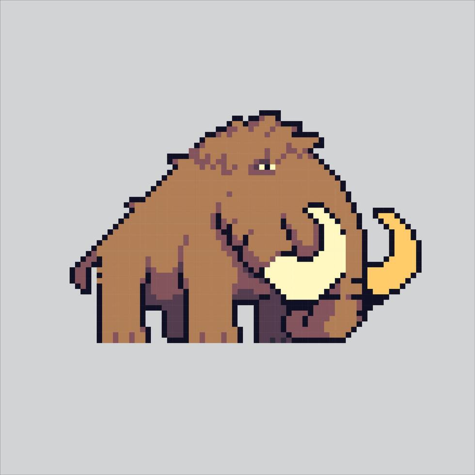 Pixel art Ancient Primitive Mammoth Elephant icon Illustration for game design vector