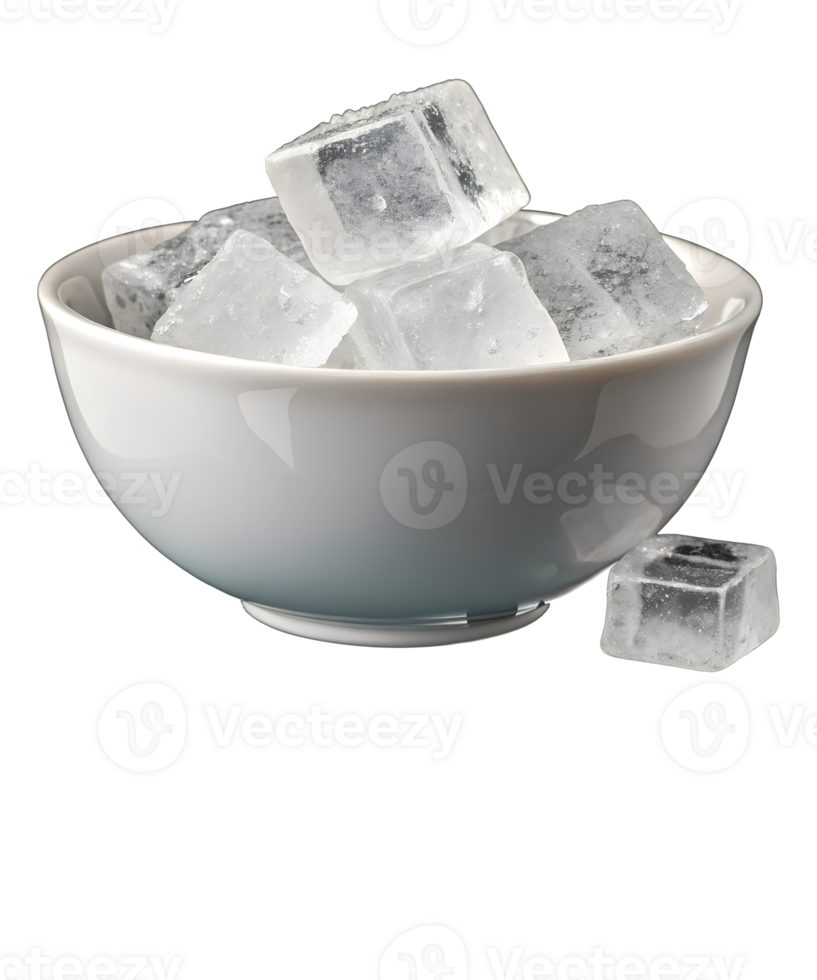 Fresh Ice Cubes in a White Bowl - Chilled Refreshment png
