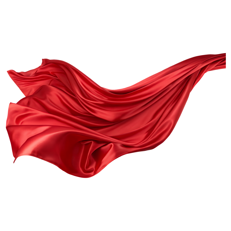 Elegant Red Satin Fabric Flowing in the Air png