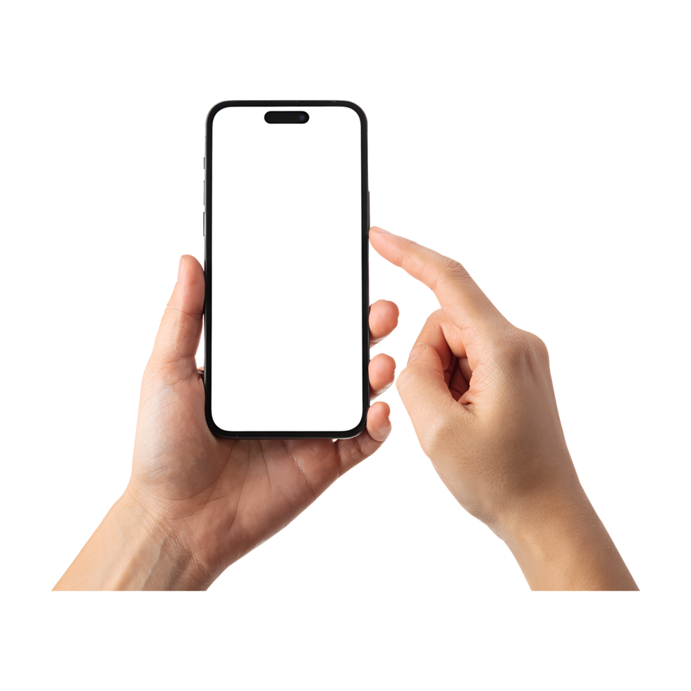 Image synthesis material for hands operating a smartphone on Transparent Background png