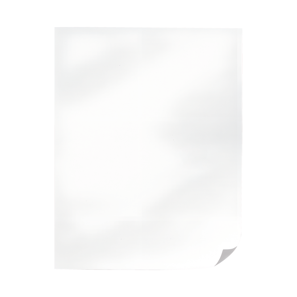 The texture of a piece of white paper on transparent Background png