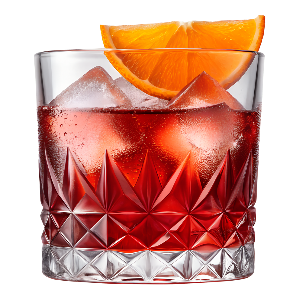 Red iced drink with orange slice isolated on Transparent Background png