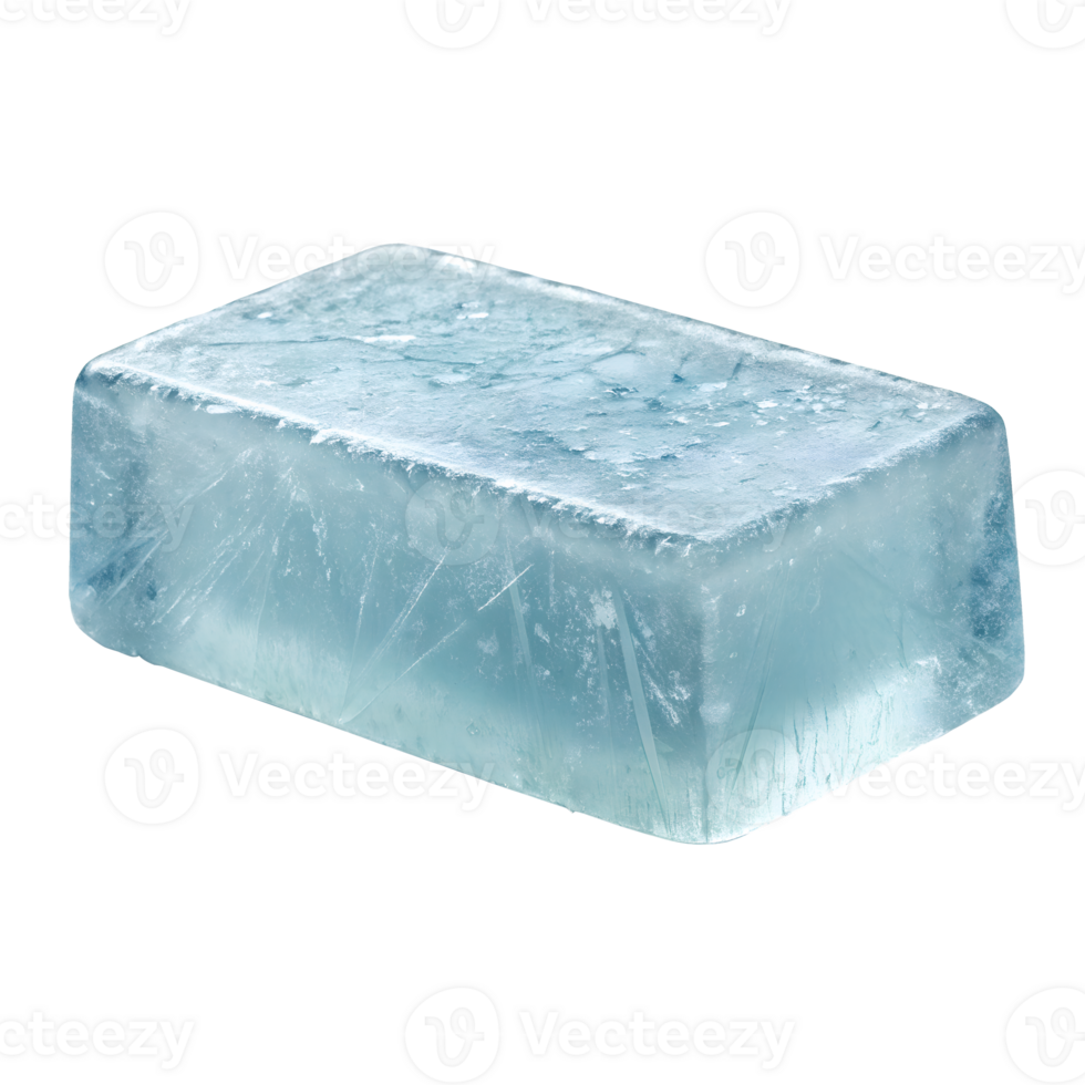 Rectangular ice block with a frosted isolated png