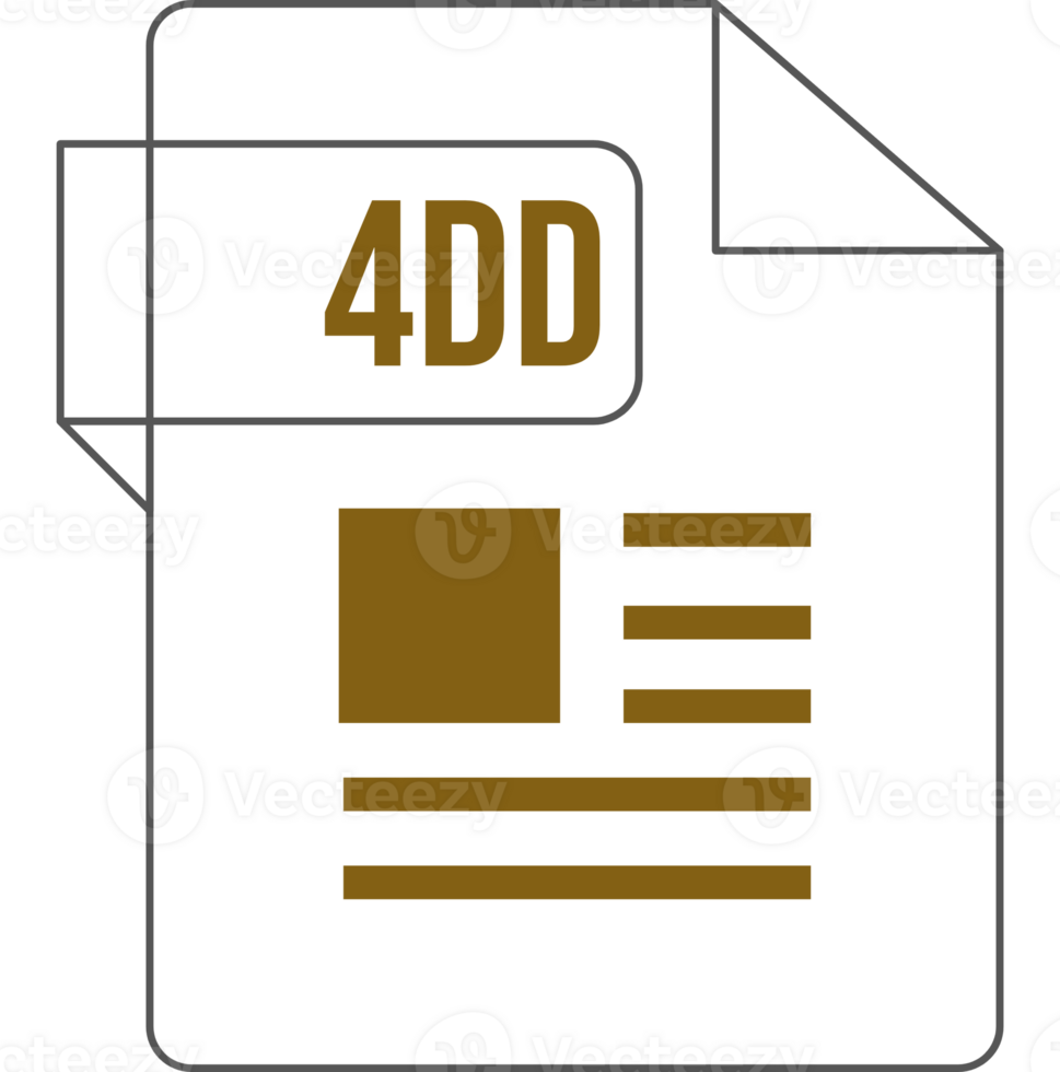 4DD icon inside transparent outline and sharp corners png