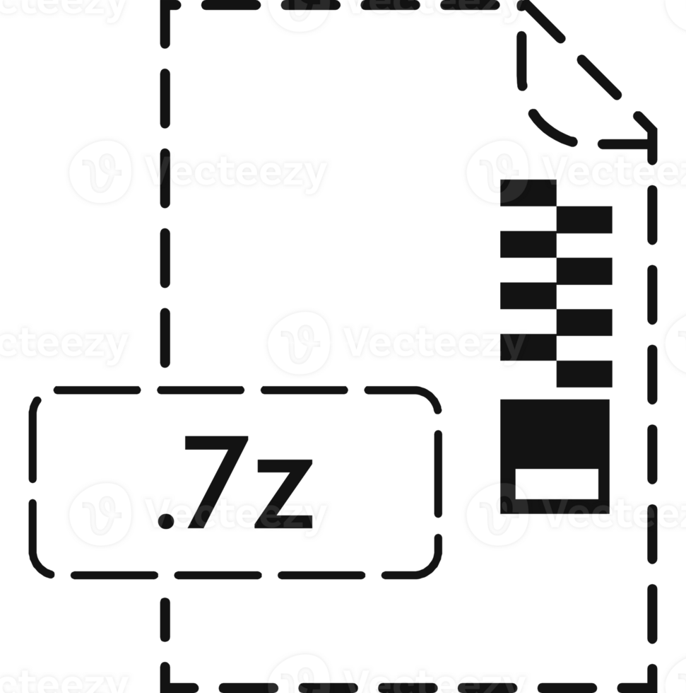 7z Icon Black Rounded Dashed Outline png