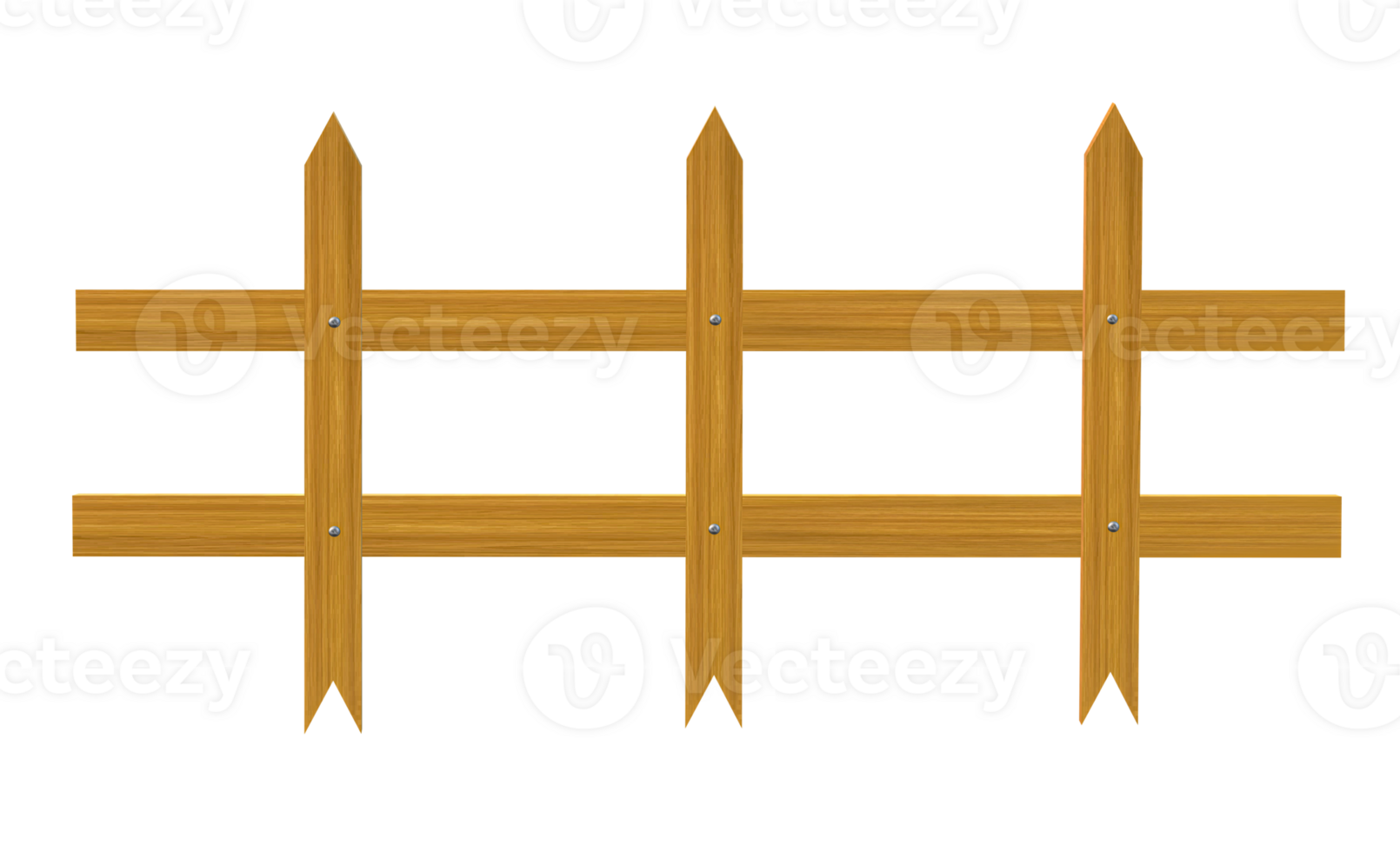 Illustration of a wooden fence with a pointed end, transparent background. png