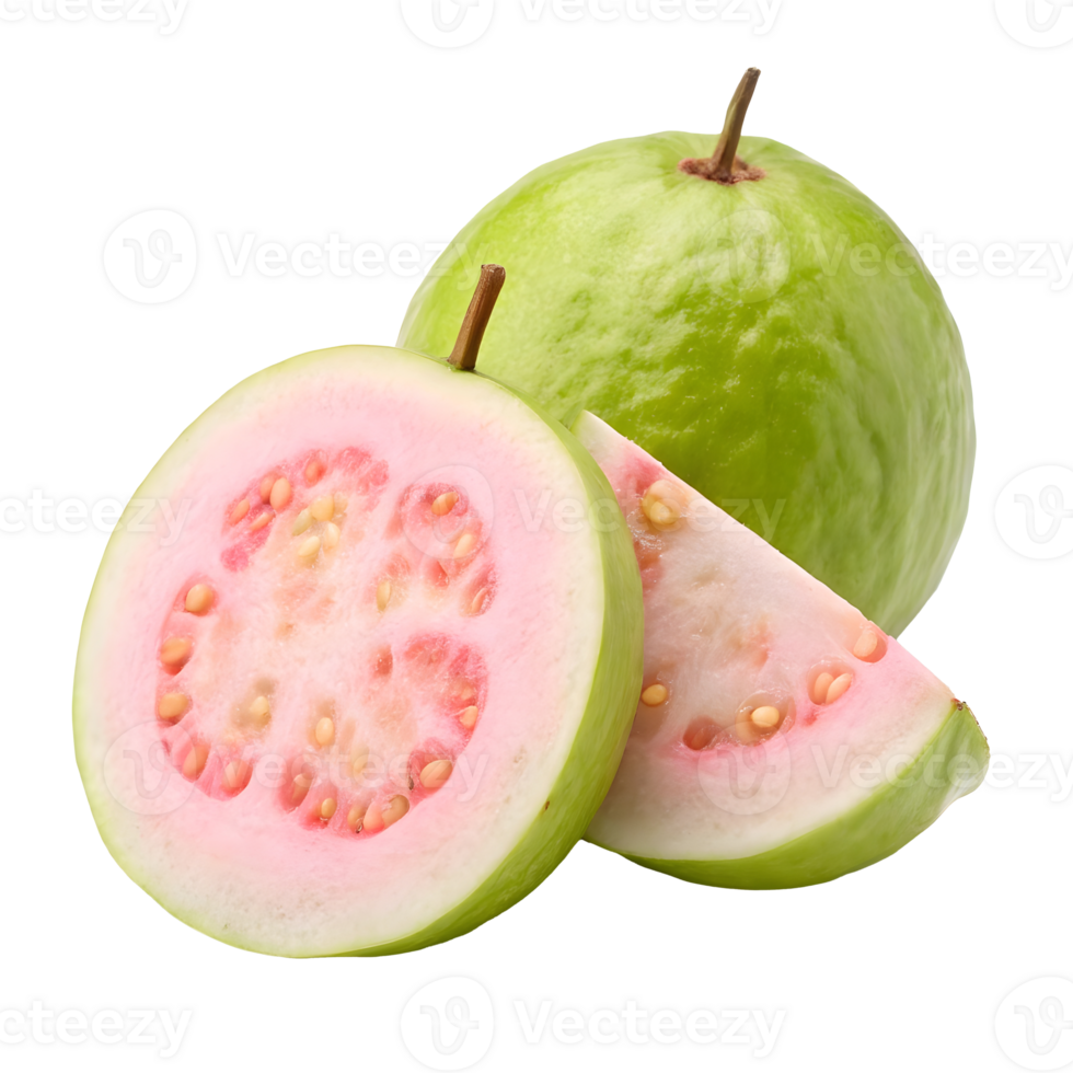 Fresh guavas sliced and ready to taste in a natural setting png