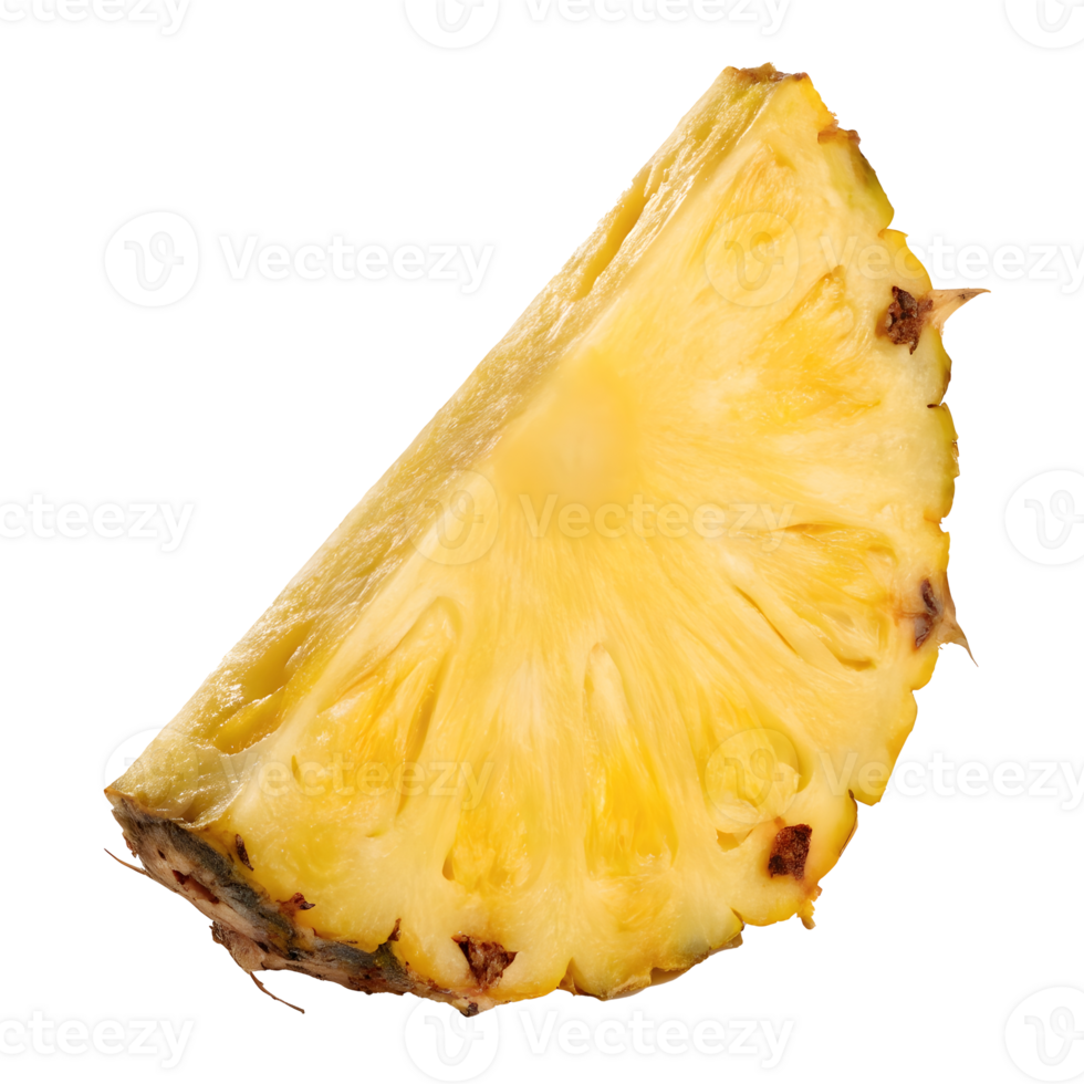 Fresh pineapple slice on transparent background showcasing vibrant yellow color png