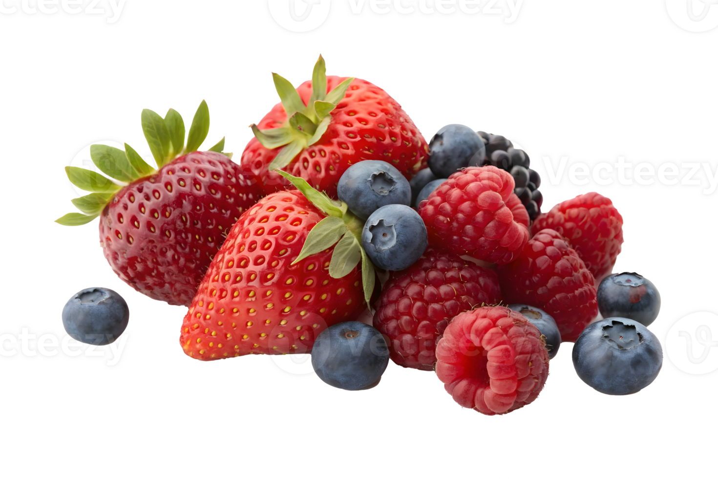 Fresh berries arranged artistically on a transparent background for dessert png