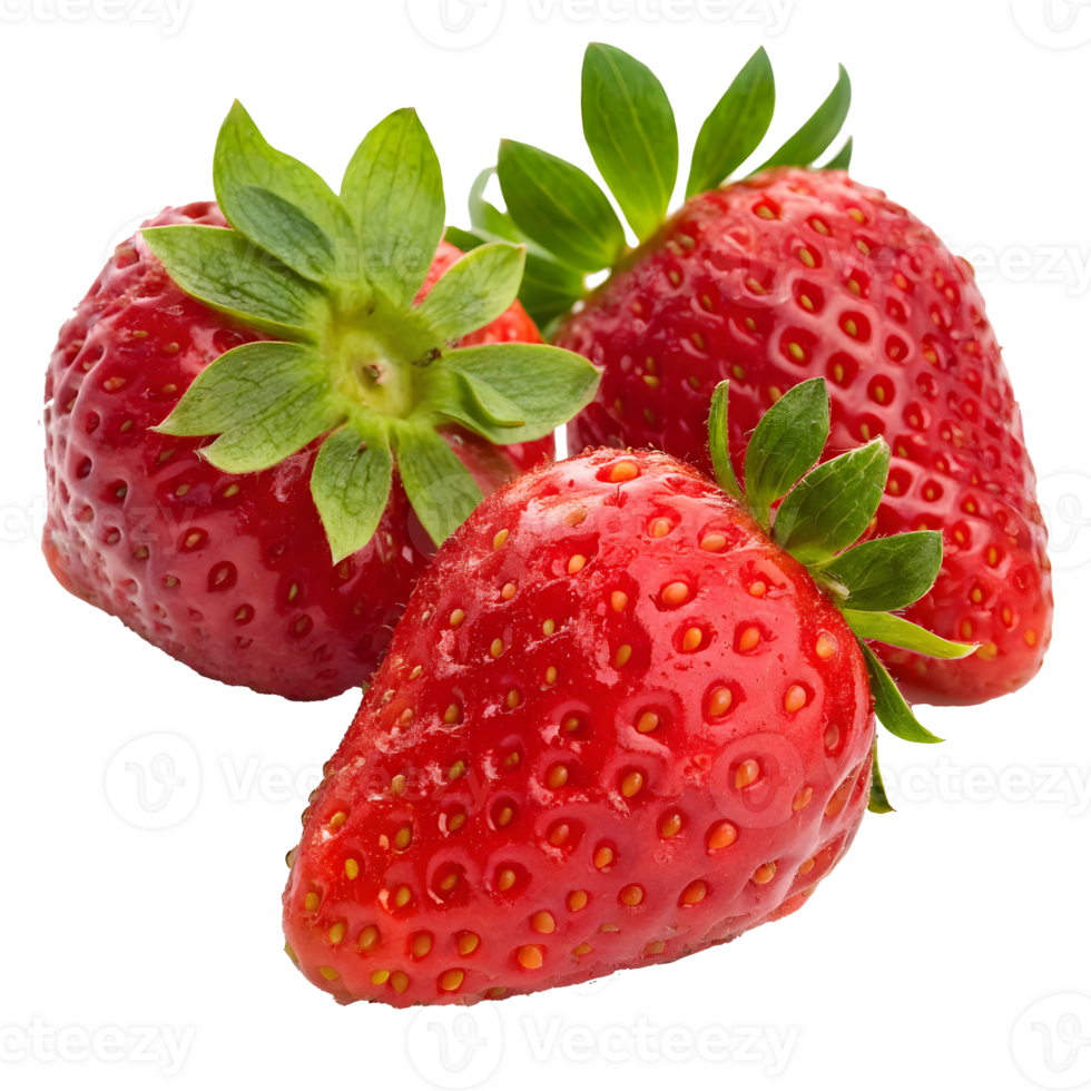 Fresh ripe strawberries on a transparent background png