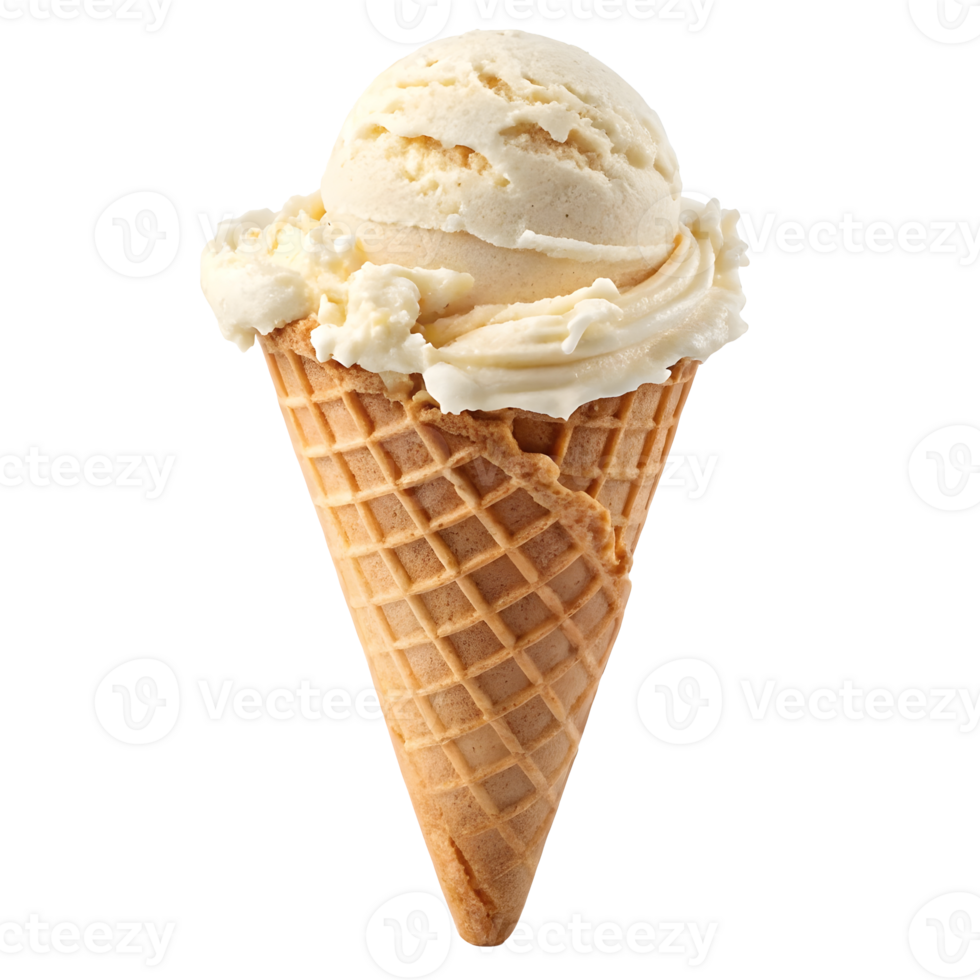 Enjoying a delicious vanilla ice cream cone on a warm sunny day outside png