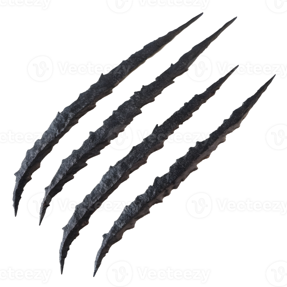 Unique black claw marks on a surface showing texture and detail png
