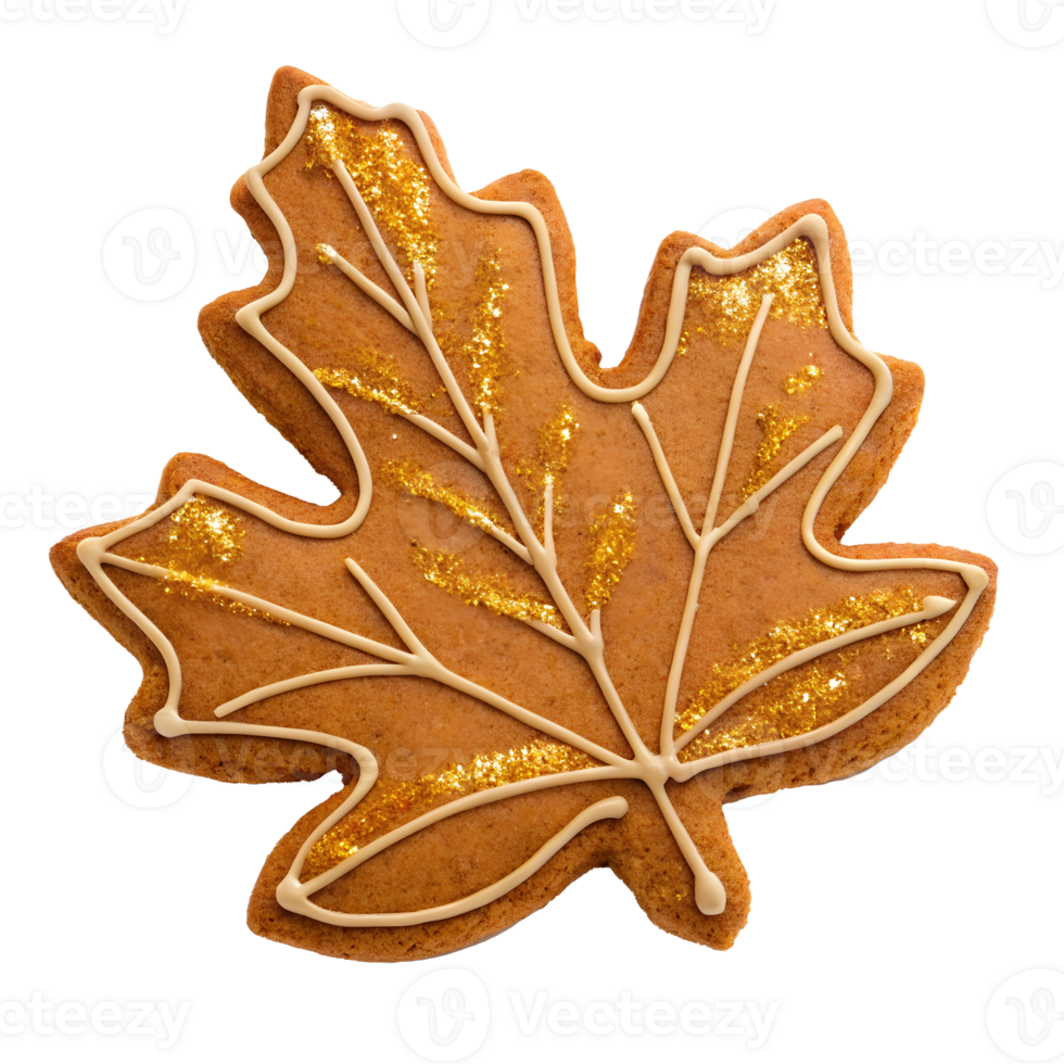 Beautifully designed gingerbread leaf cookie perfect for autumn celebrations png