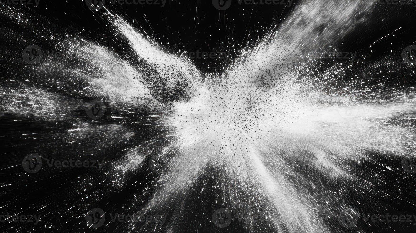 Abstract Explosion White Specks Bursting on Black Backdrop a Dynamic Monochrome Pattern of Energy photo