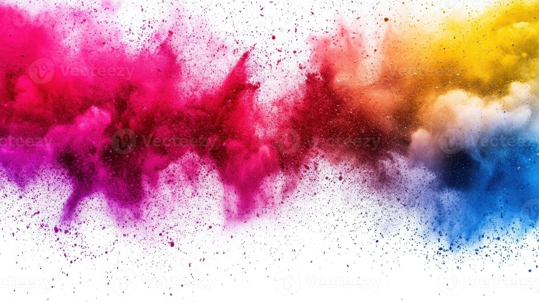 Explosion of Rainbow Color Powder on White Vibrant Dynamic and Expressive Abstract Art Design photo