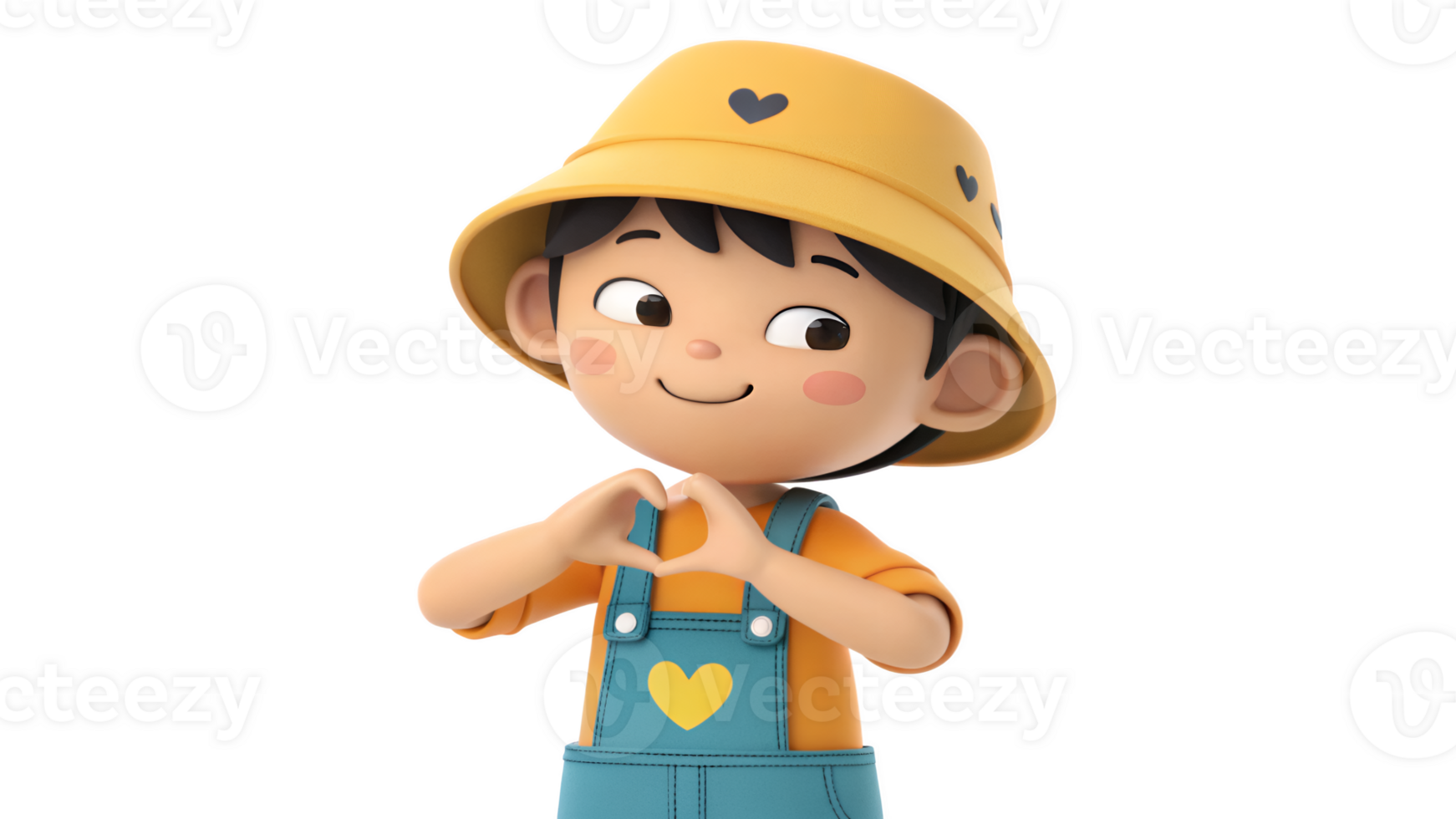 A cartoon boy wearing overalls and a hat png