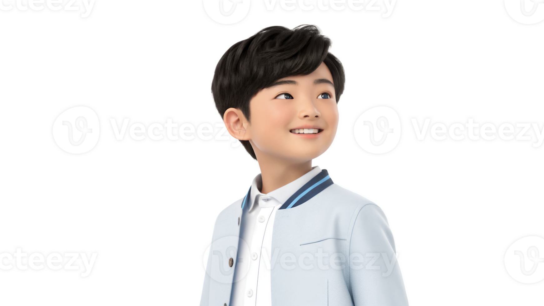 A cartoon boy in a blue jacket and white shirt png