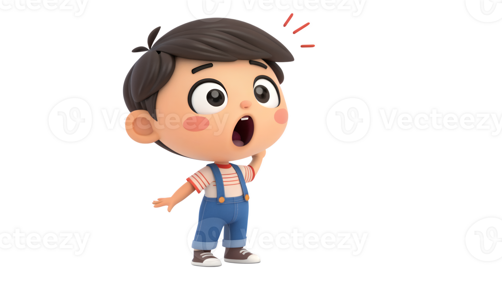 A cartoon boy with his mouth open and a shocked expression png