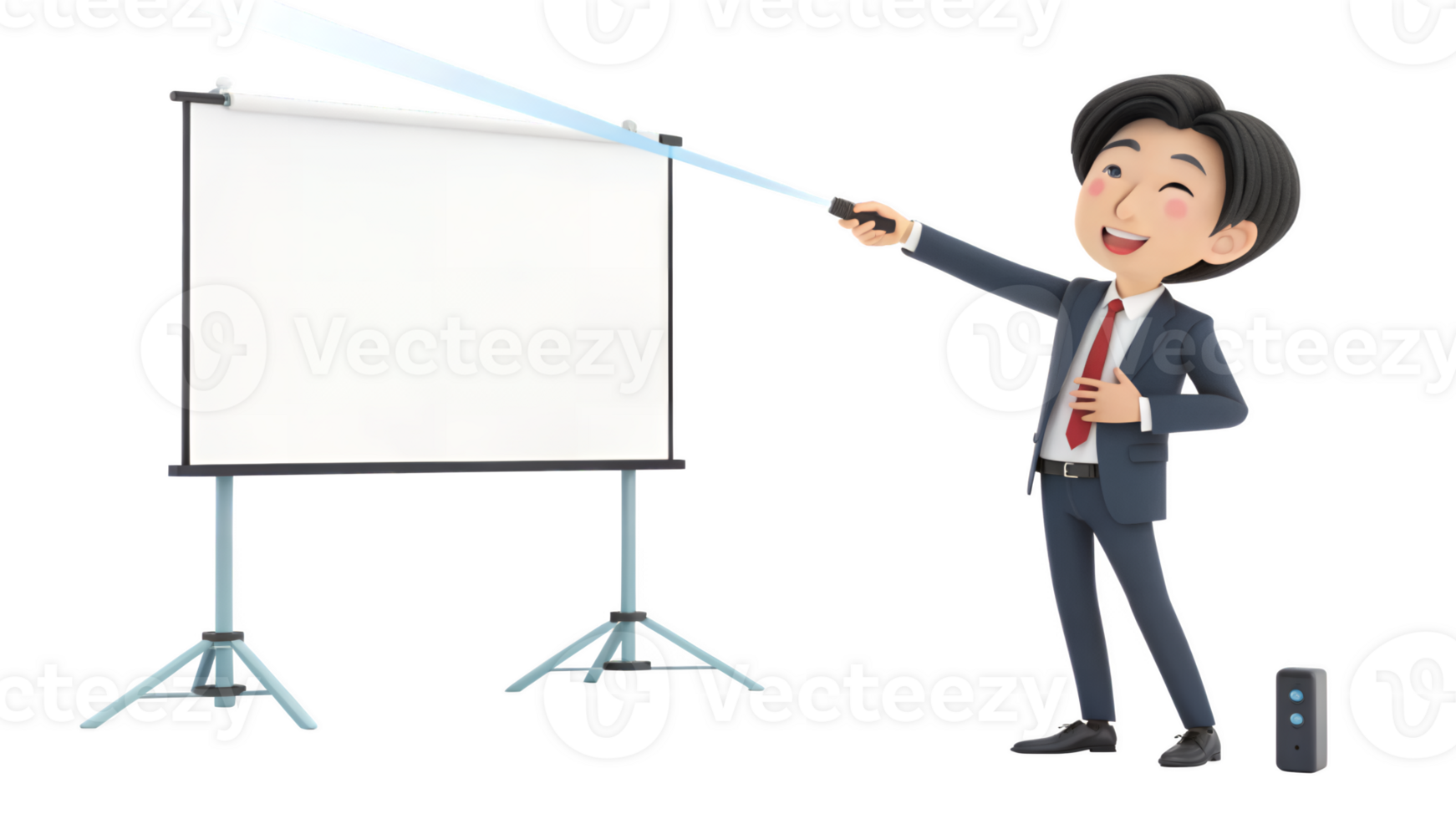 Businessman pointing at a projector screen png