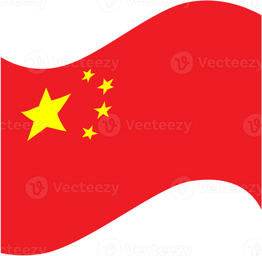 Hand painted waving China flag with smooth brushstrokes and fabric texture png