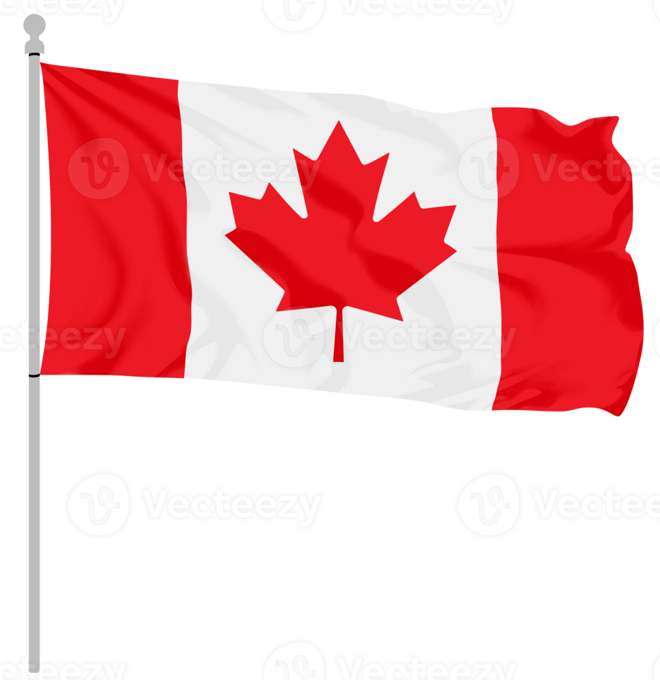 Hand painted waving Canada flag with smooth brushstrokes and fabric texture png