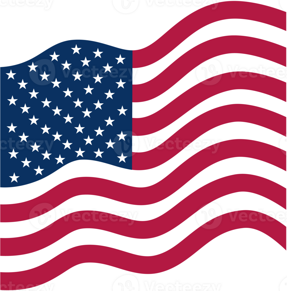 Hand painted waving USA flag with smooth brushstrokes and fabric texture png