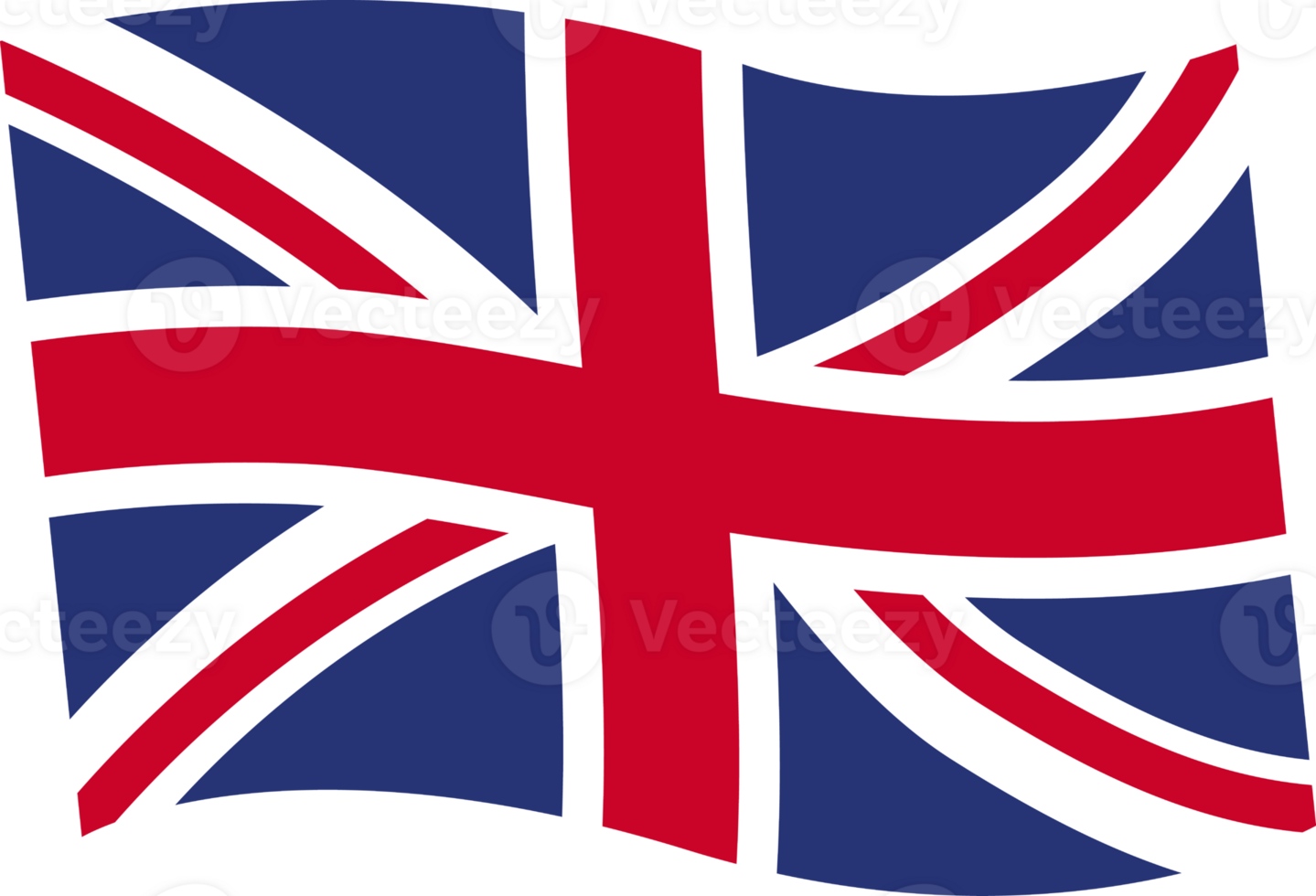 Hand painted waving UK flag with smooth brushstrokes and fabric texture png