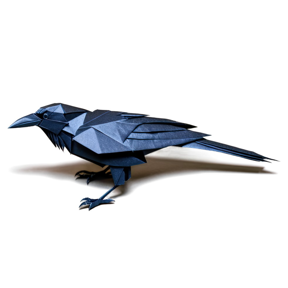 Origami Blue Bird with Angular Wings and Small Beak png