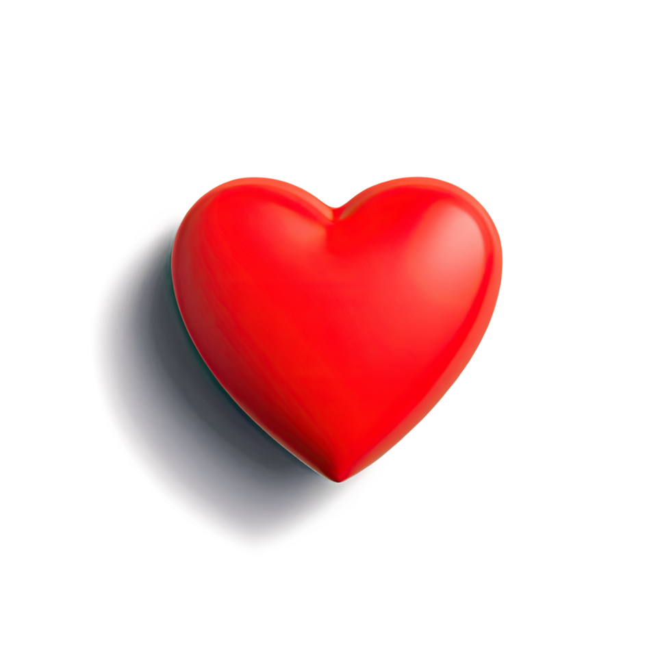 Red 3D Heart Symbol with Smooth Shadow and Glossy Finish png