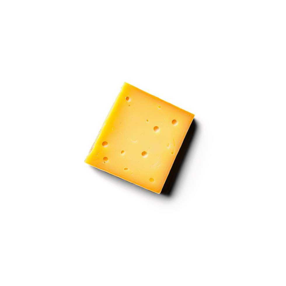 Yellow Cheese Slice with Holes and Angled Perspective png