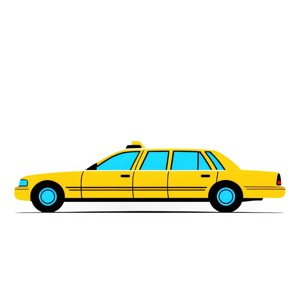 Classic Yellow Sedan Car with Blue Tires and Retro Look png