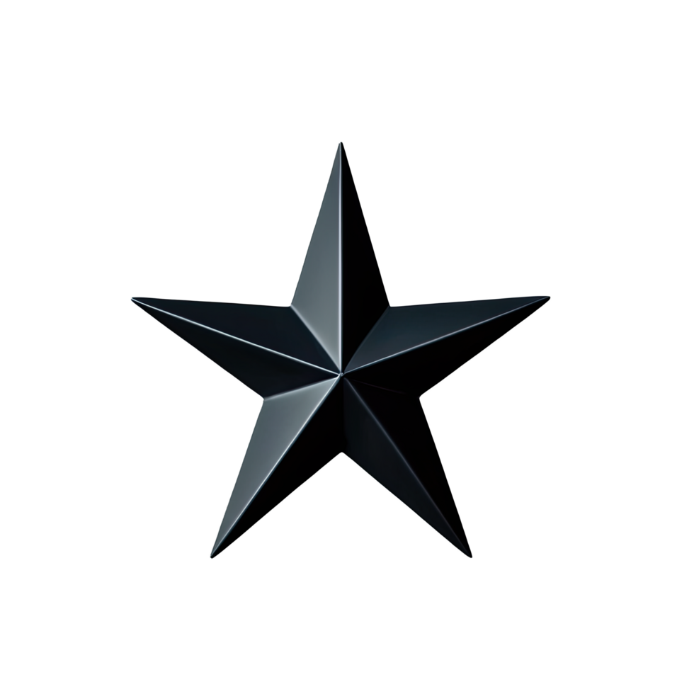 Shiny Black Five Point Star with 3D Style png