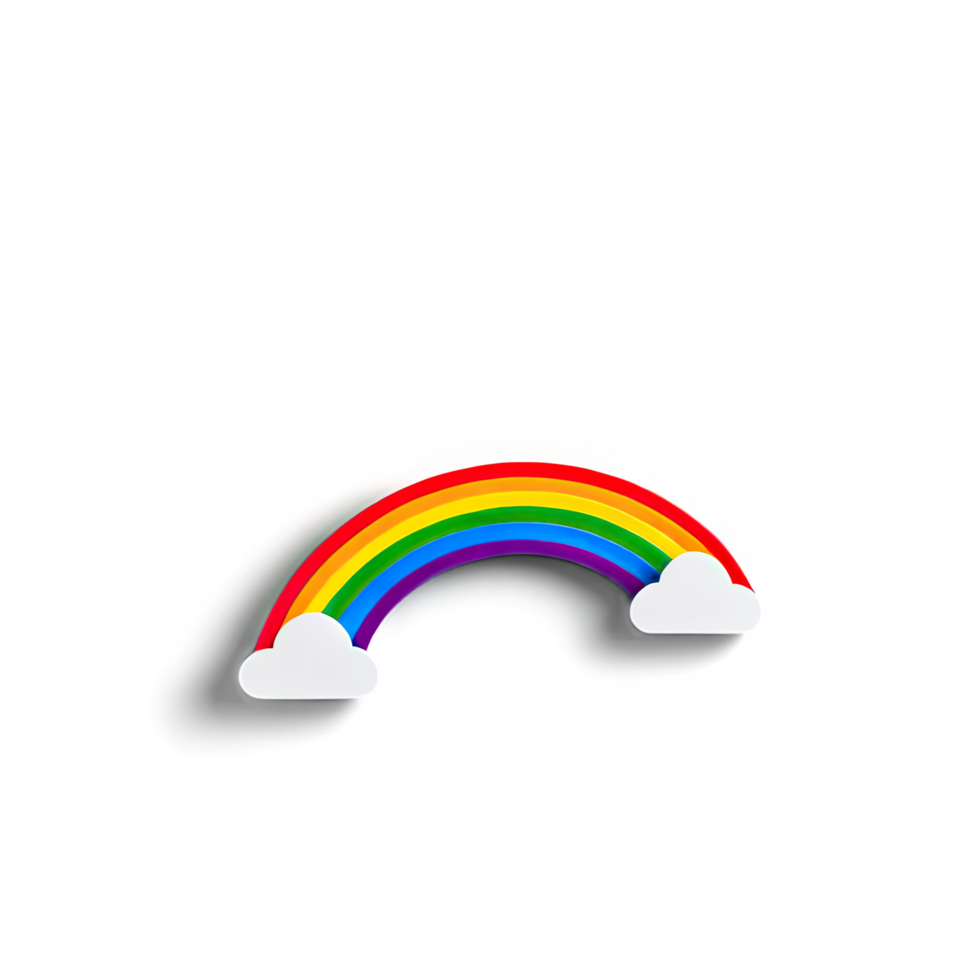 Vibrant Rainbow Arch with Shadow on White Background png