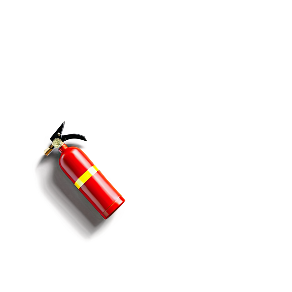 Small Red Fire Extinguisher with Black Nozzle and Pin png